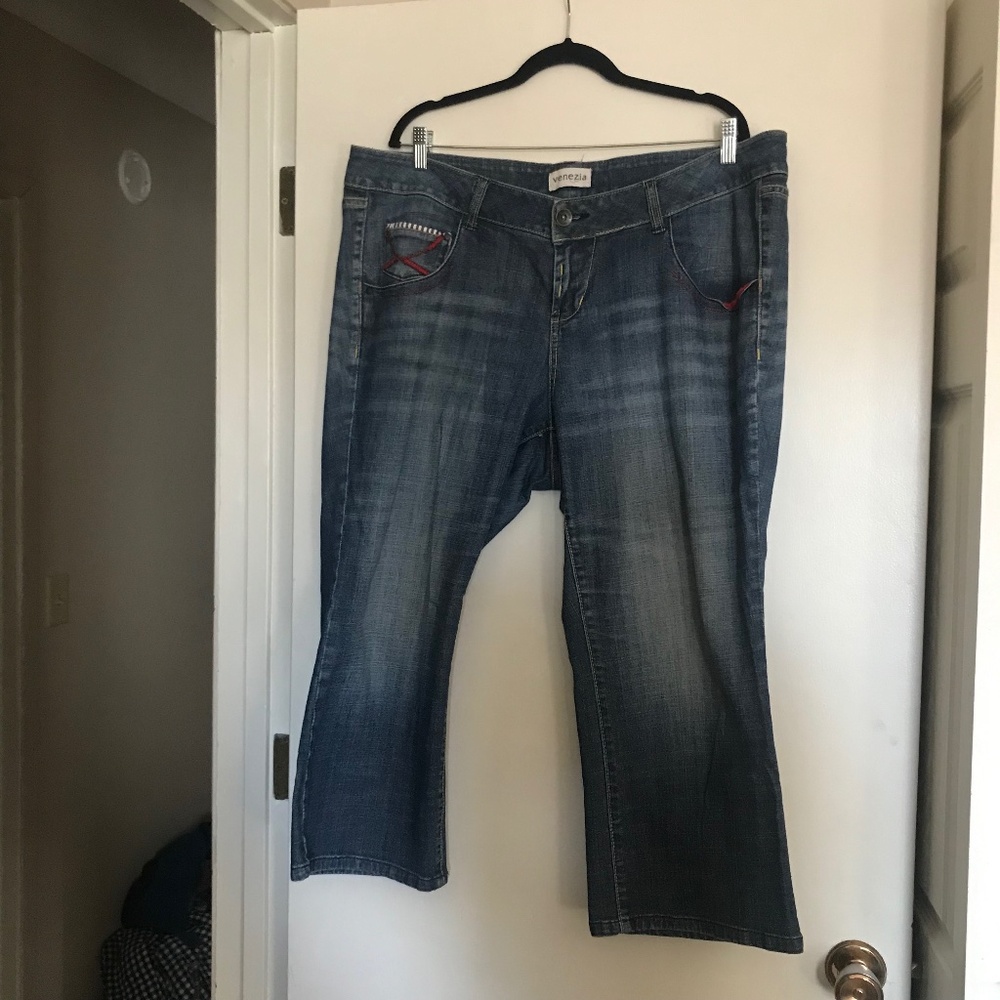 Venezia Lane Bryant Capri Jeans Size 20 y2k lowrise red contrast stitch cropped